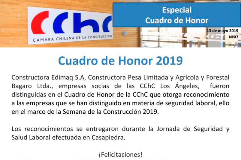 Cuadro de Honor Camara Chilena de la Construcción